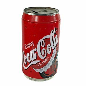 Vintage Coca cola Tin Coin Piggy Bank Round Can